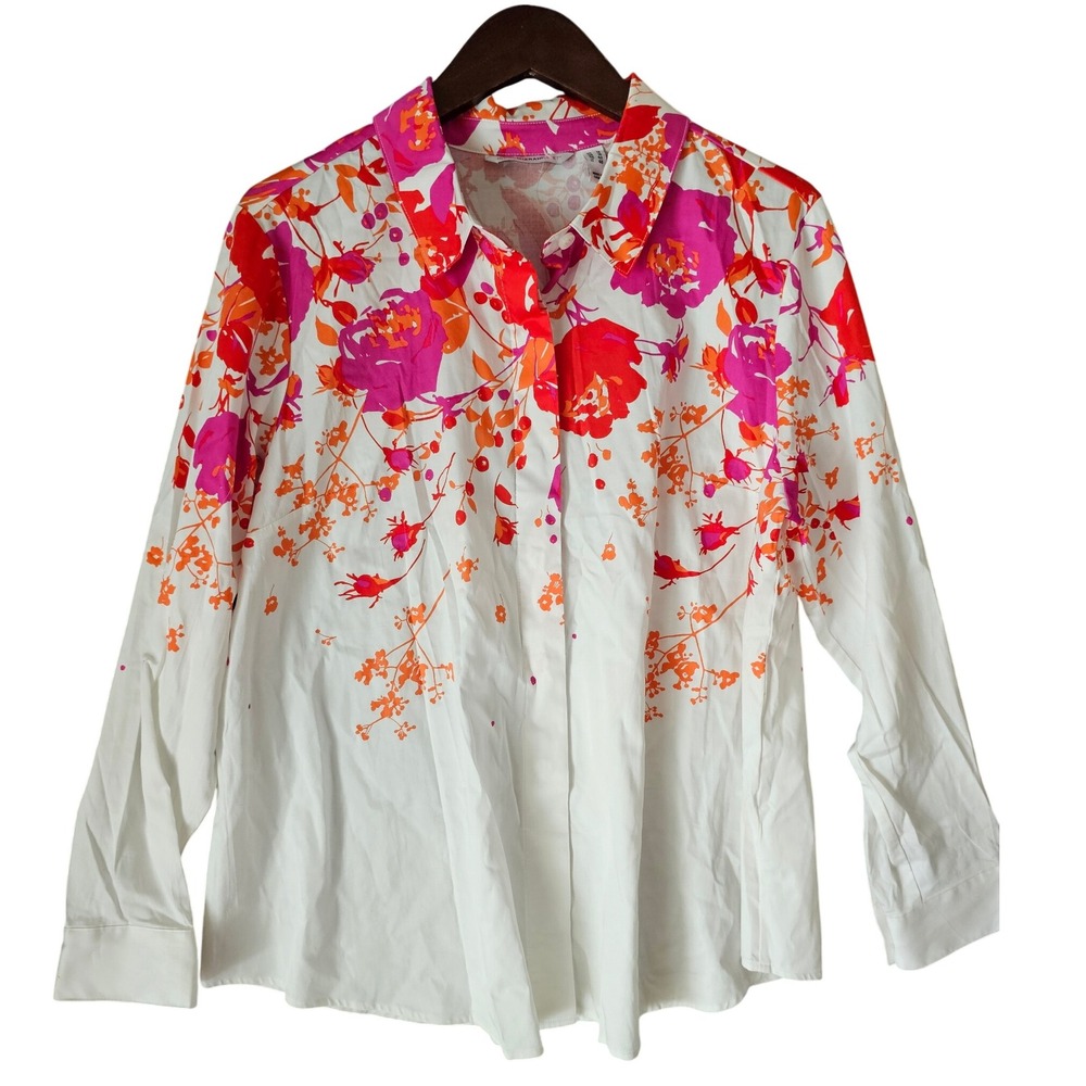 Isaac‎ Mizrahi Live! Floral Print Button Down Collared Shirt Women's Size 12 US